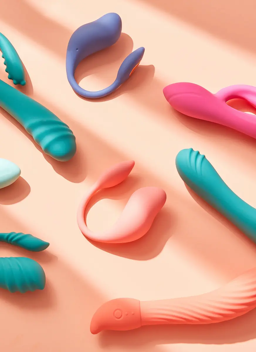 Vielfältige Auswahl an Sexspielzeug: Dildos und Vibratoren in verschiedenen Farben